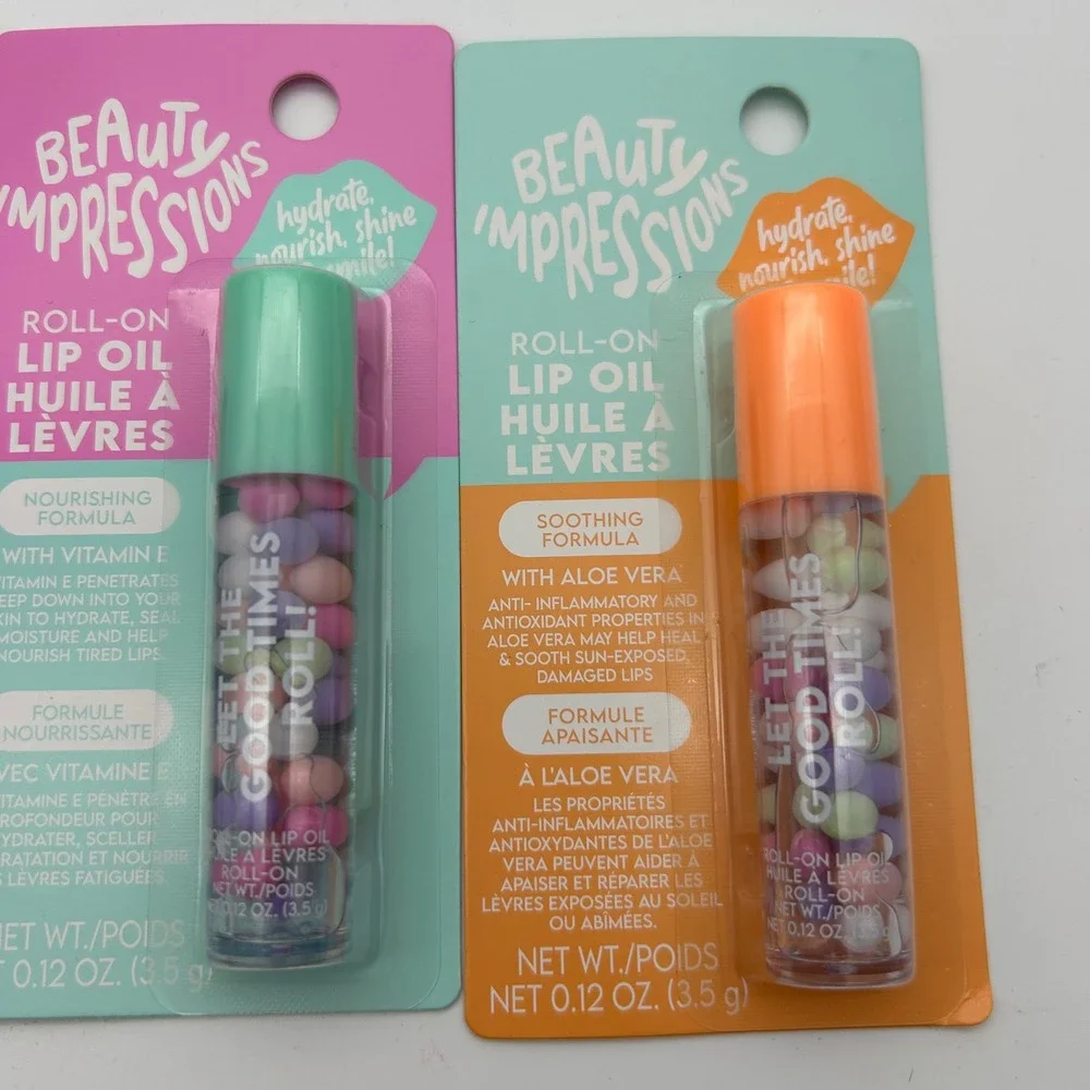 Beauty Impressions Roll-On‎ Lip Oil Set 3pk Collagen Vitamin E Aloe Vera New